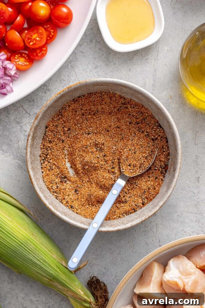 Smoky BBQ seasoning blend for grilled chicken skewers