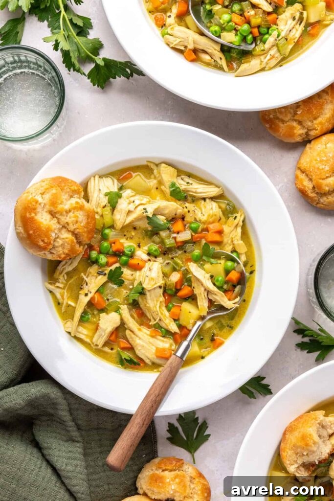 12 Delicious Gluten-Free Meal Ideas for Every Day 6 Cozy one pot chicken pot pie in bowls with biscuits for dipping