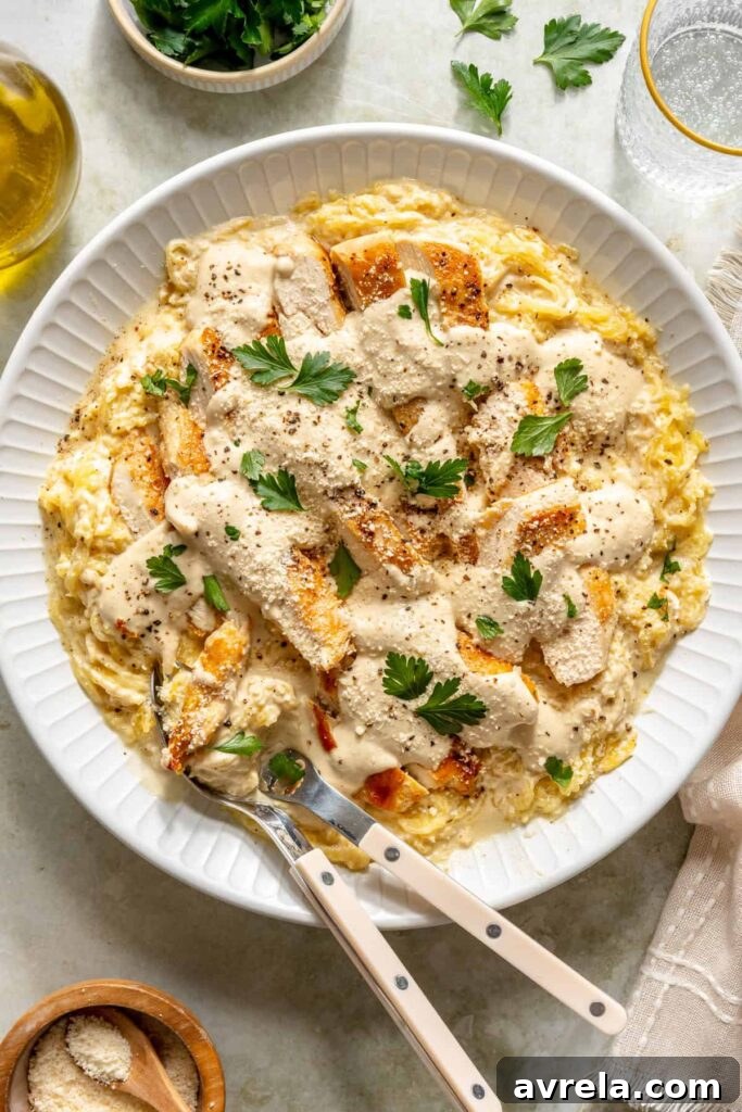12 Delicious Gluten-Free Meal Ideas for Every Day 10 High-protein chicken alfredo served with spaghetti squash