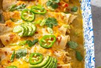 Baked Creamy Chicken Enchiladas with Salsa Verde