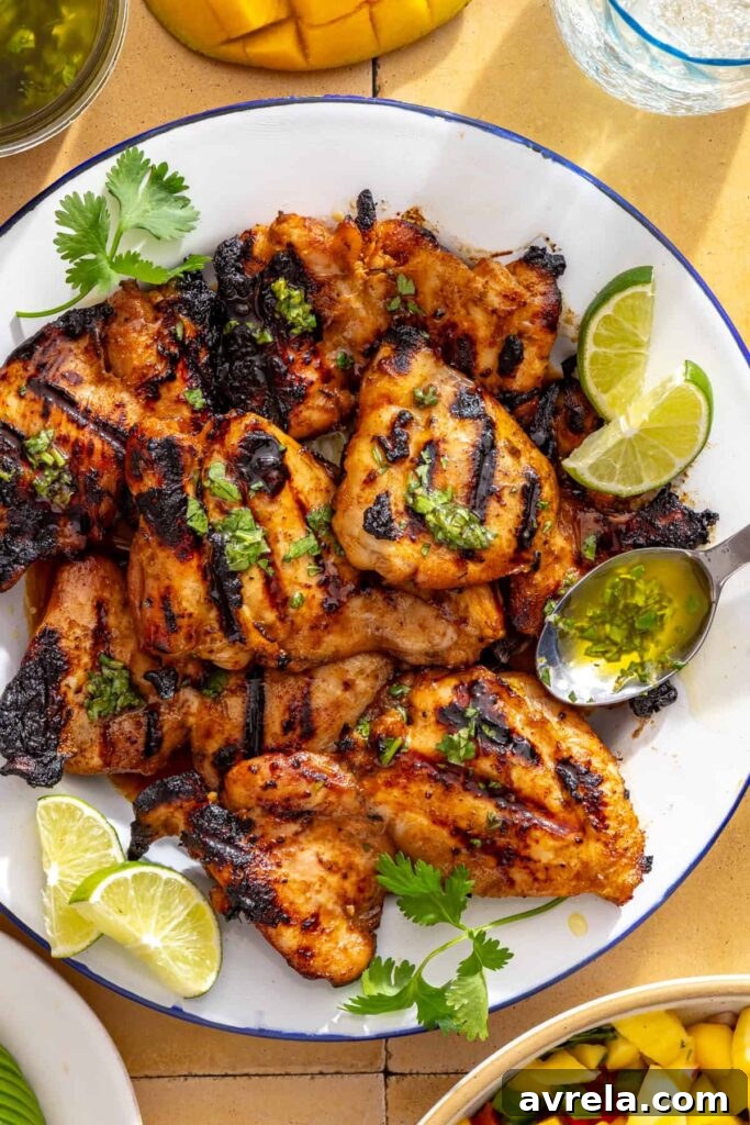Juicy honey lime grilled chicken ready for serving