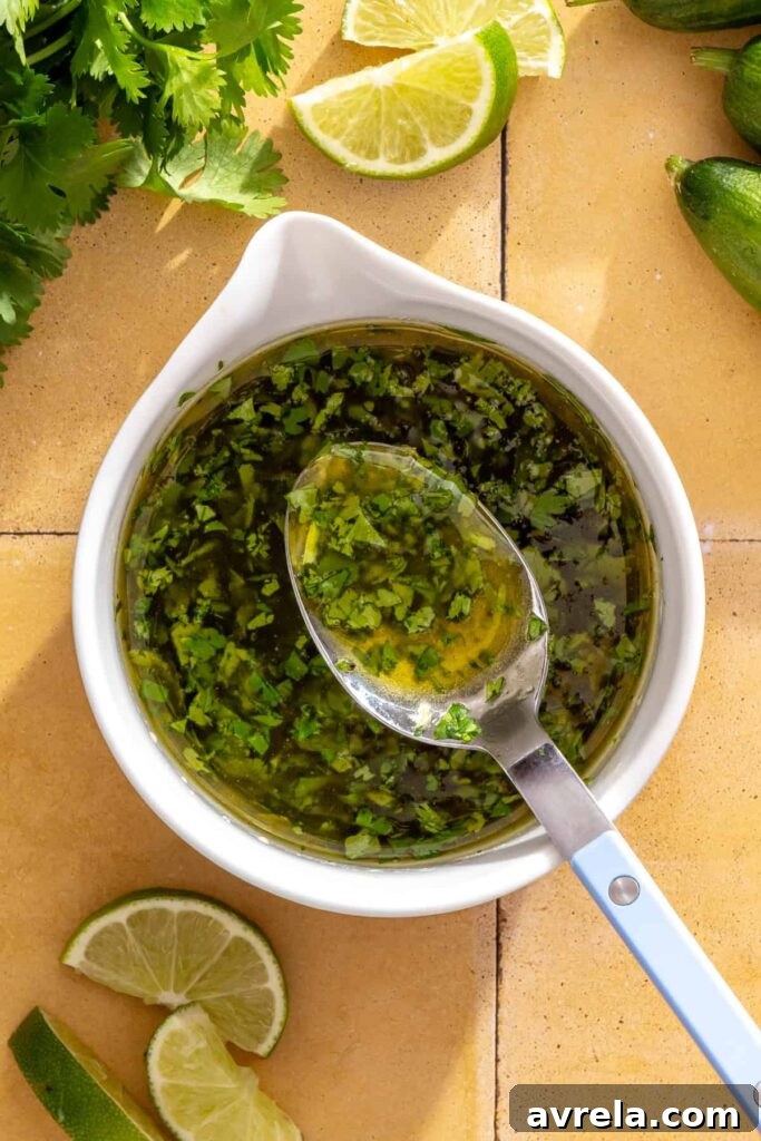 Homemade cilantro lime sauce for grilled chicken