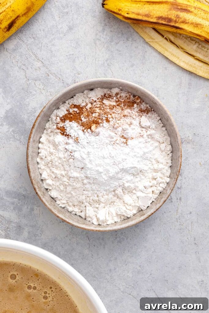 Gluten-free flour mixed with baking powder, cinnamon and baking soda