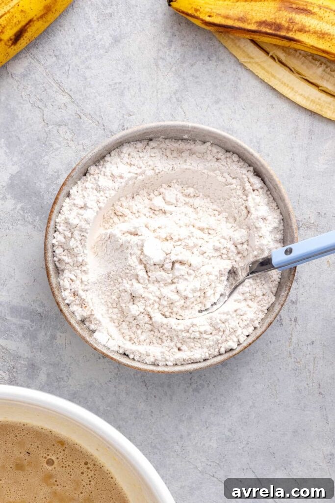 Dry ingredients for healthy banana birthday cake