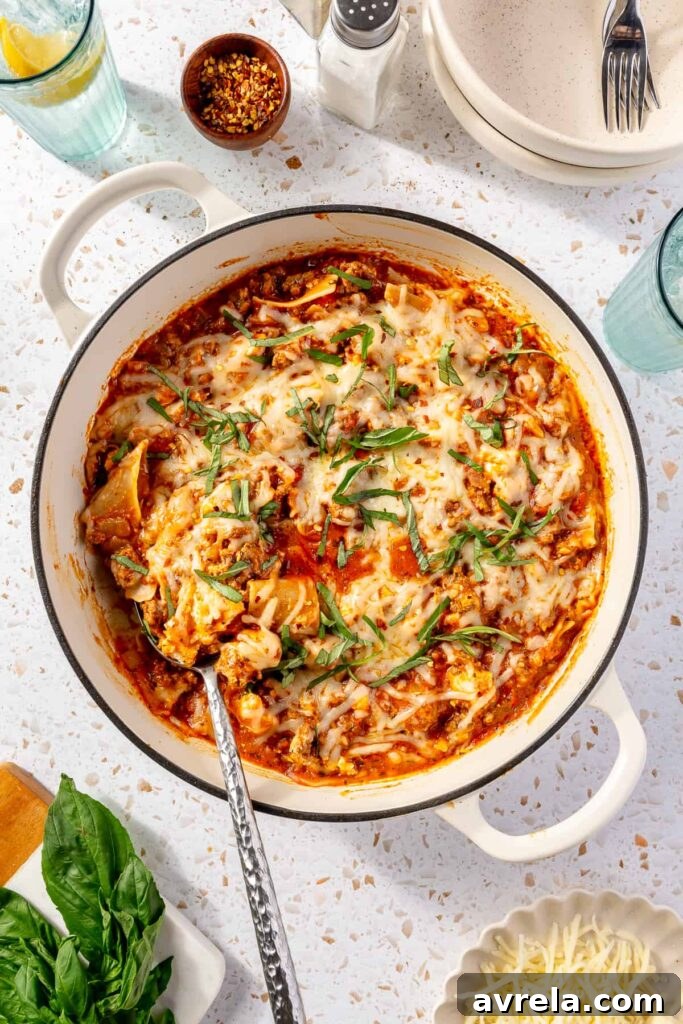 One pan lasagna skillet