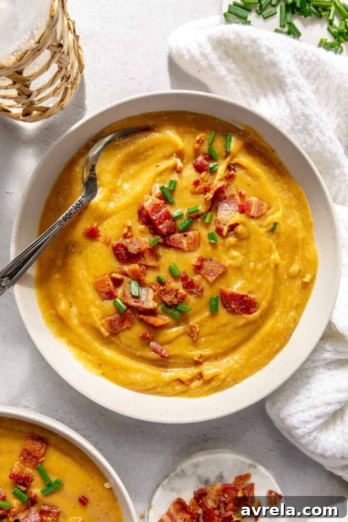5 Comforting Soup Recipes Everyone Will Love 5 Creamy potato and leek soup garnished with bacon and chives