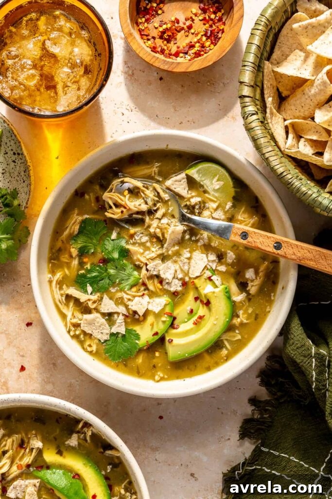5 Comforting Soup Recipes Everyone Will Love 6 Bowl of shredded chicken verde soup with lime and cilantro